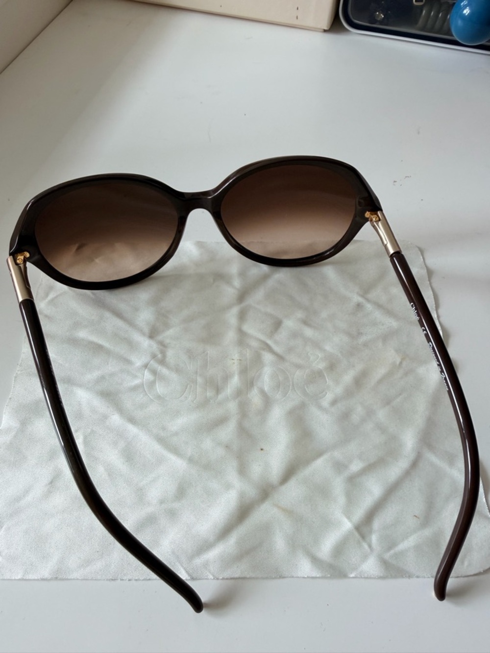 Chloe Brown Gradient Round Sunglasses for Women NO box - Picture 5 of 14